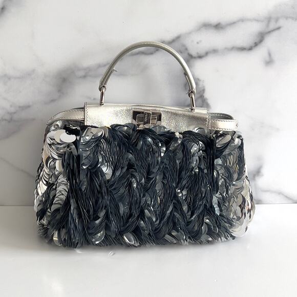 Fendi Silver Big Paillettes Small Size Peekaboo - Picture 10 of 12